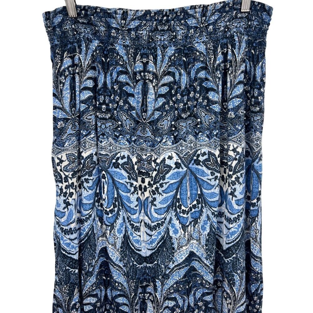 J. Jill Womens Blue Black Women Skirt Size Small S Midi Maxi Ruch Waist New - Picture 2 of 9